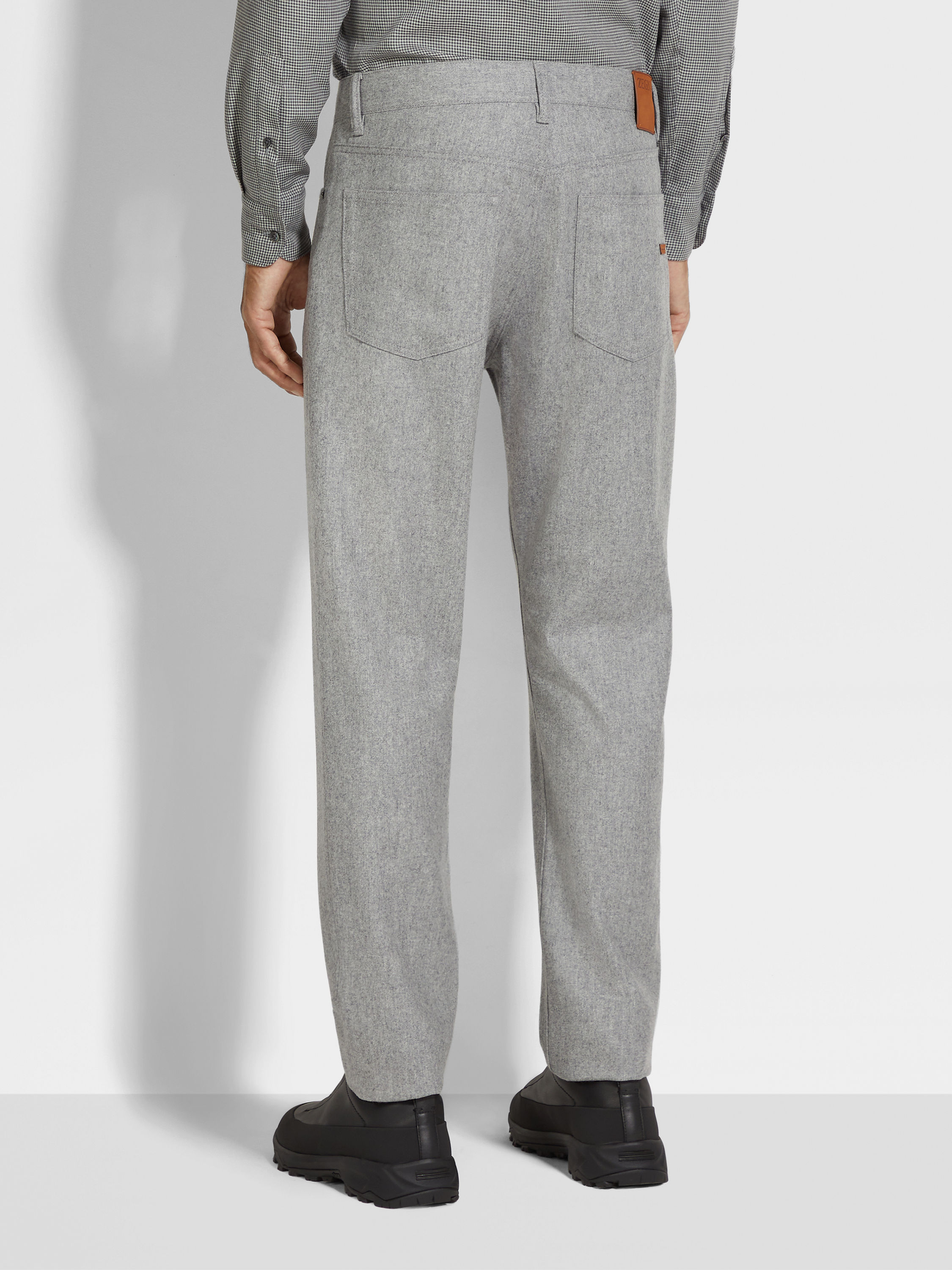 Grey Mélange Wool and Cashmere Roccia Pants Product detail photo #4