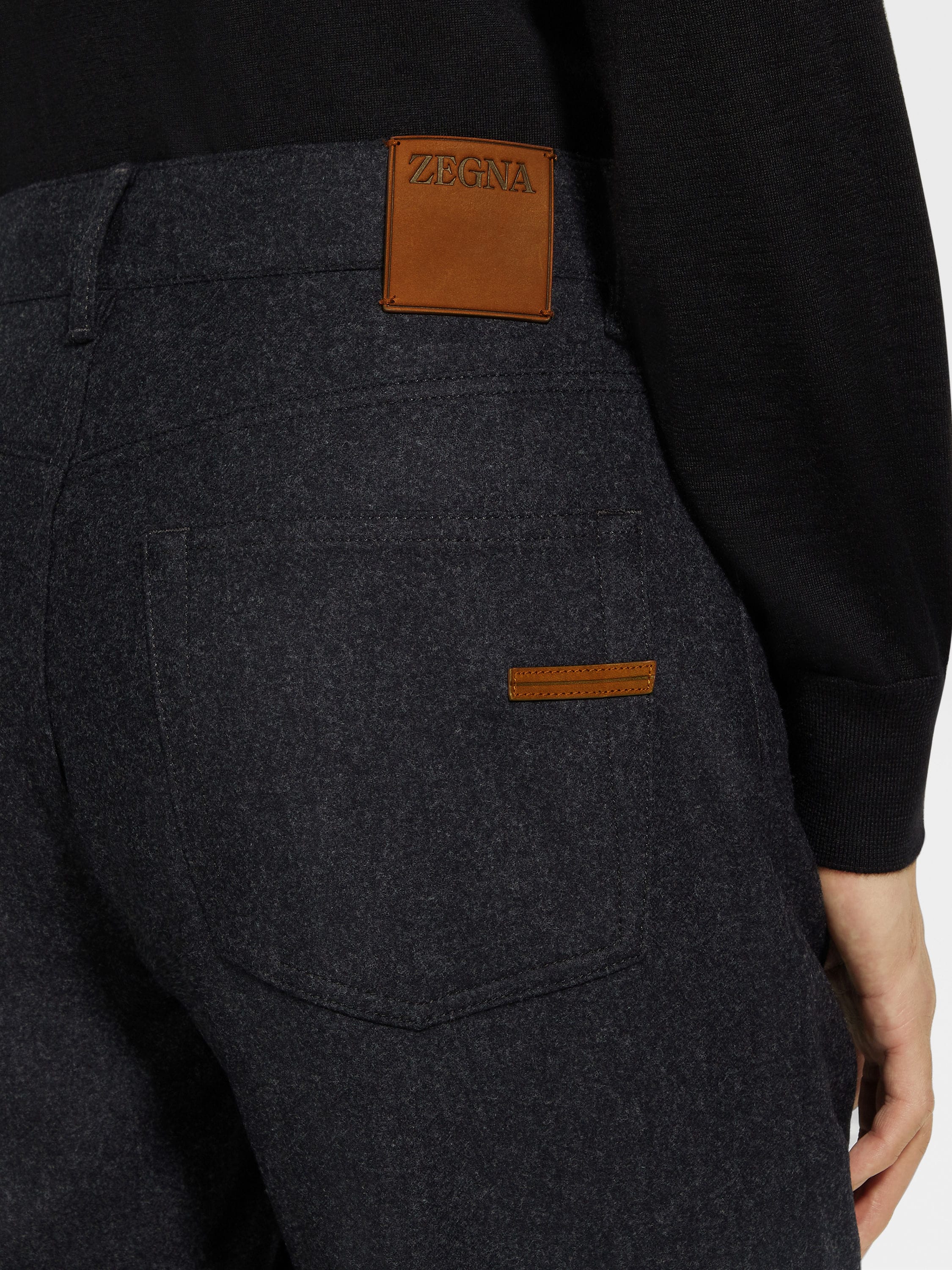 Dark Grey Wool and Cashmere Roccia Pants Product detail photo #1