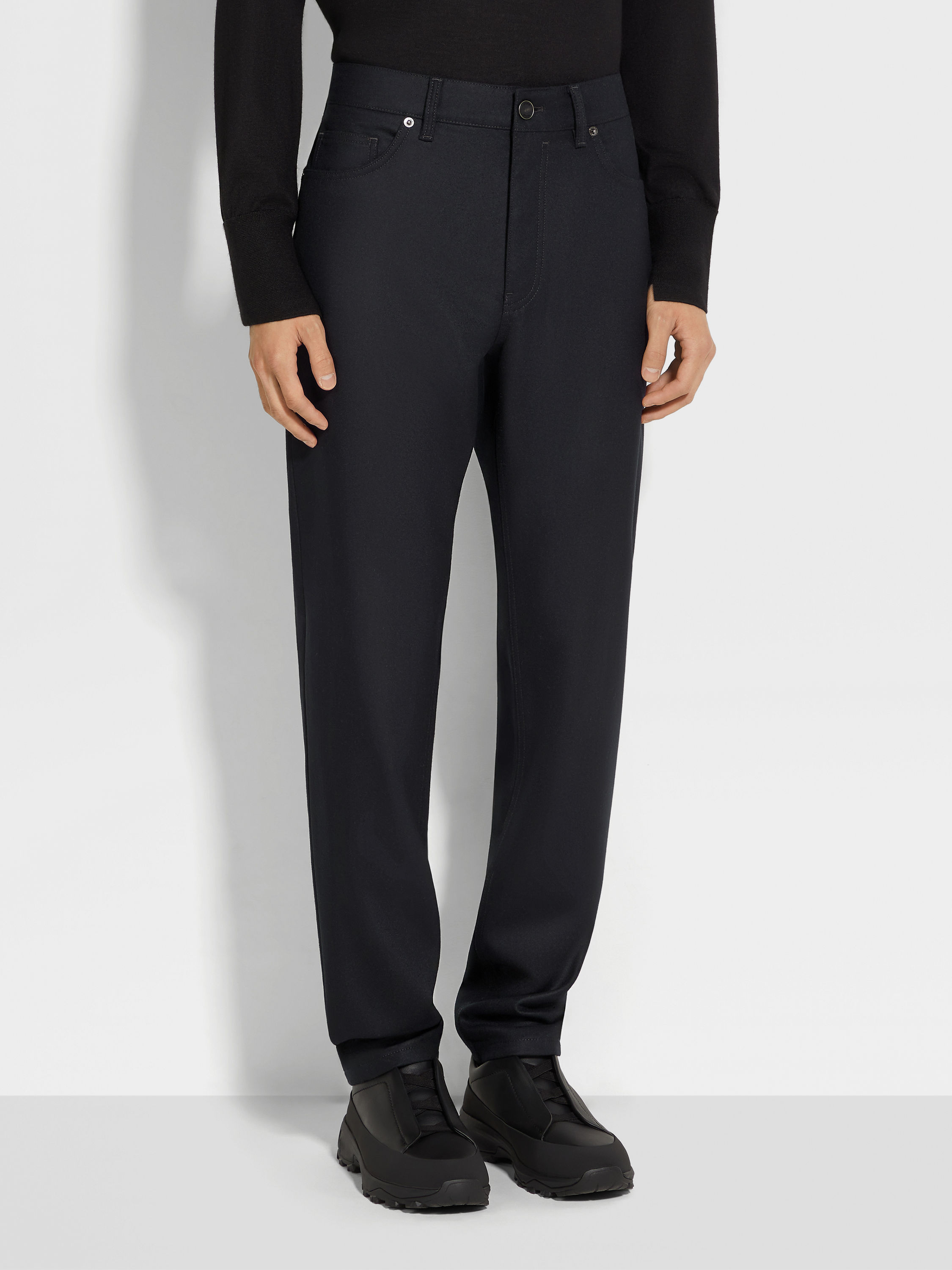 Black Wool and Cashmere Roccia Pants Product detail photo #4