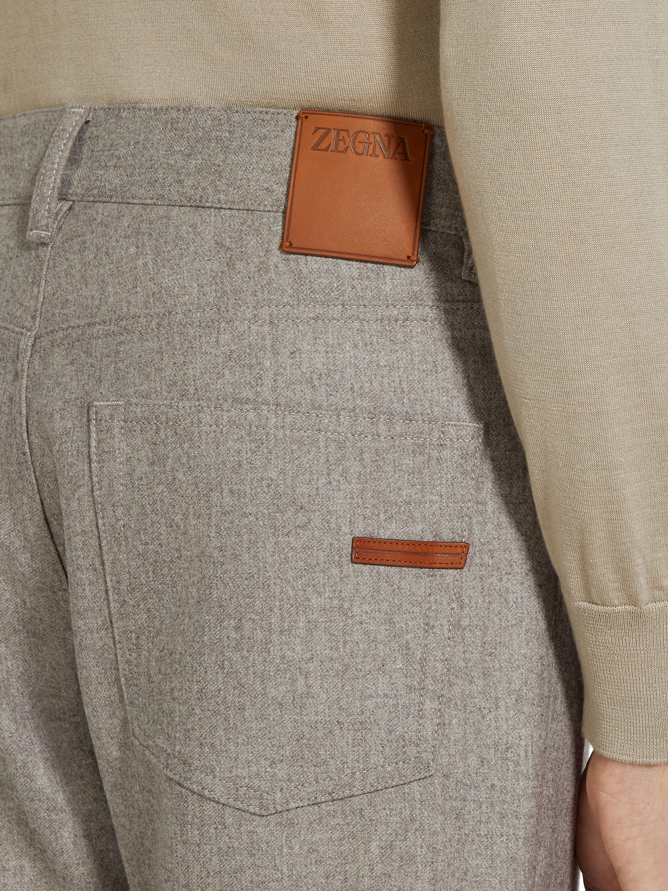 Light Taupe Wool and Cashmere Roccia Pants Product detail photo #1