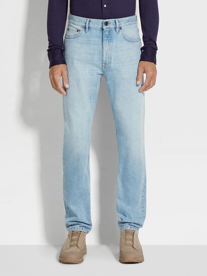 Blue Bleached Cotton Roccia Jeans FW24 31862326 | Zegna US Blue Bleached Cotton Roccia Jeans FW24 31862326 | Zegna US