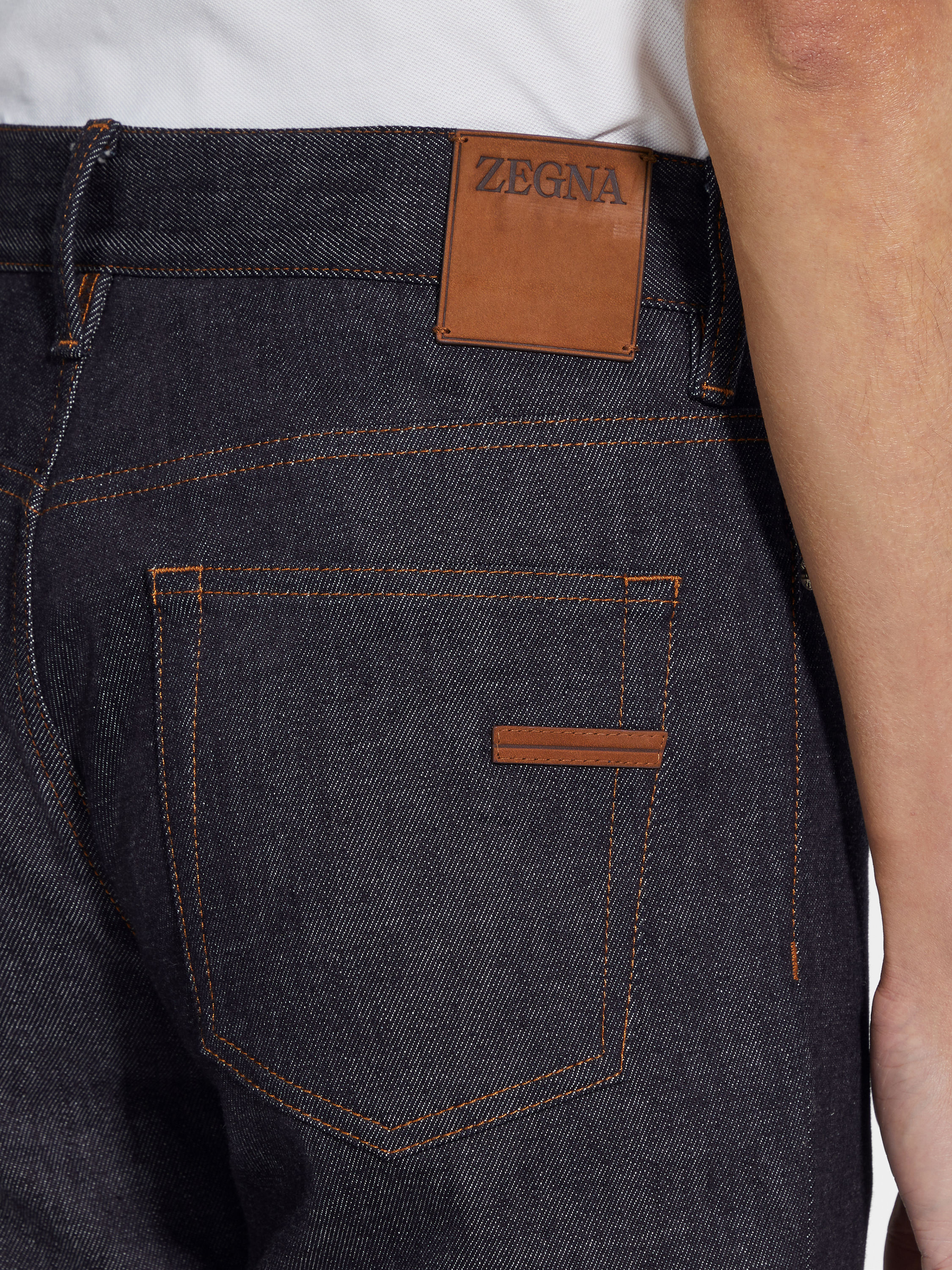 Blue Stretch Cotton and Cashmere Roccia Jeans Product detail photo #1