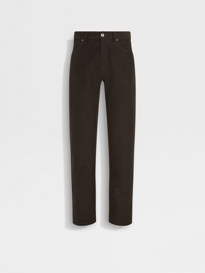 Dark Brown Cotton and Cashmere Roccia Pants FW24 32070060