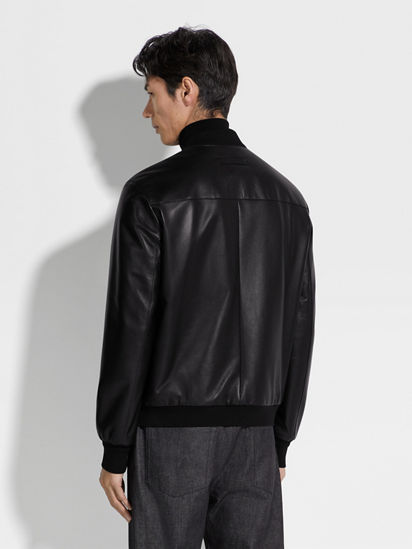 Zegna leather bomber jacket sales