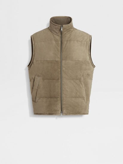 Zegna male Suede Vest Khaki 56