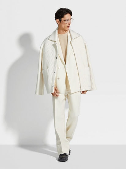 White Wool and Cashmere Chore Jacket FW24 32948497 | Zegna SE White Wool and Cashmere Chore Jacket FW24 32948497 | Zegna SE