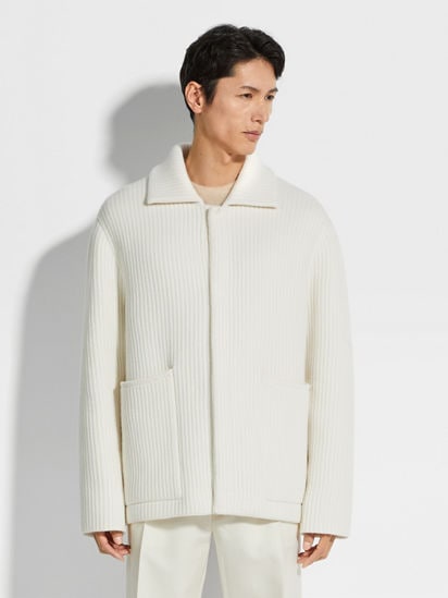 White Wool and Cashmere Chore Jacket FW24 32948497 | Zegna SE White Wool and Cashmere Chore Jacket FW24 32948497 | Zegna SE