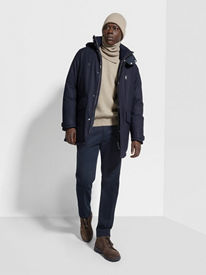 Navy Blue Winter Chino Cotton Blend Pants FW24 28250587