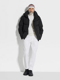 Ermenegildo Zegna Cirruslite Black Down Hooded Jacket – HolloMen
