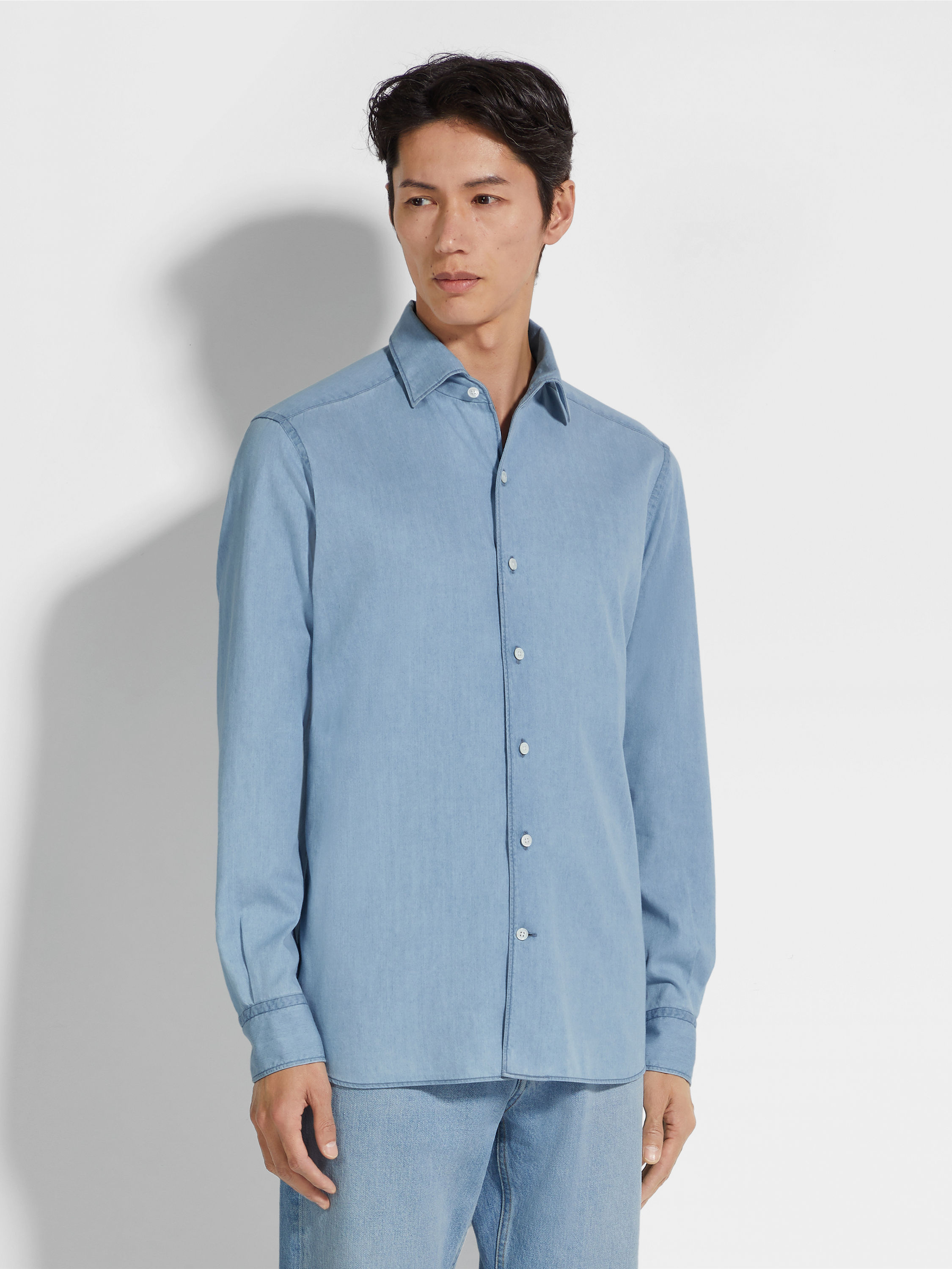 Bleached Cotton Denim Shirt Product detail photo #3