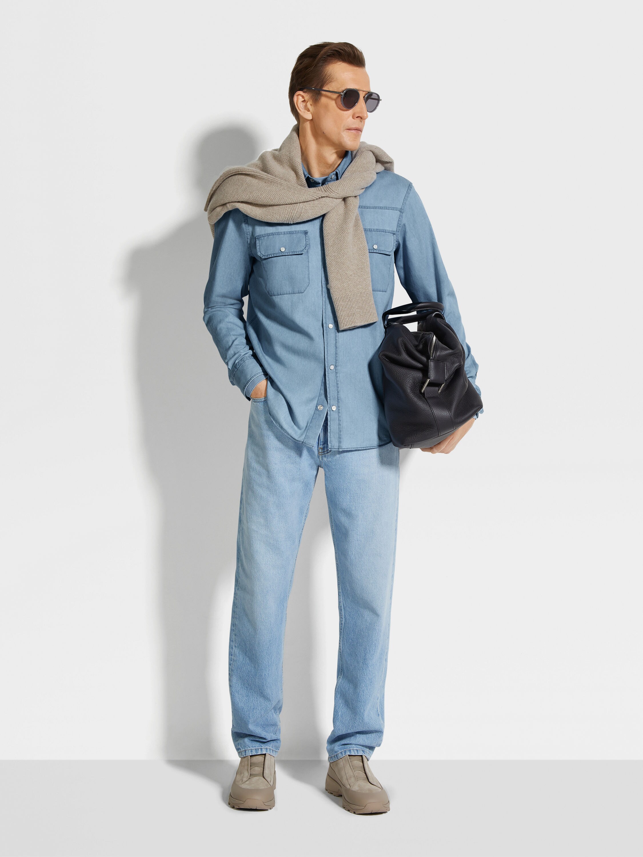 Bleached Cotton Denim Shirt Product detail photo #1