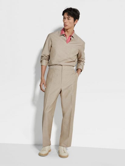 Zegna - Gray Cashmere & Cotton Sport Shirt | Mitchell Stores