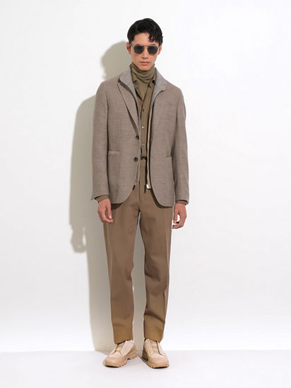 Ermenegildo Zegna - ZEGNA ブラウン コットンカシミヤ混長袖