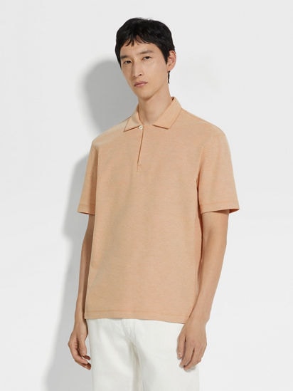 Ochre and White Cotton Polo Shirt SS25 34037976 | Zegna JP