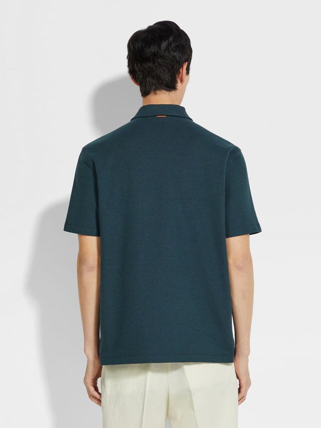 深藍綠色搭藍色棉質 Polo 衫 產品細節圖 #4