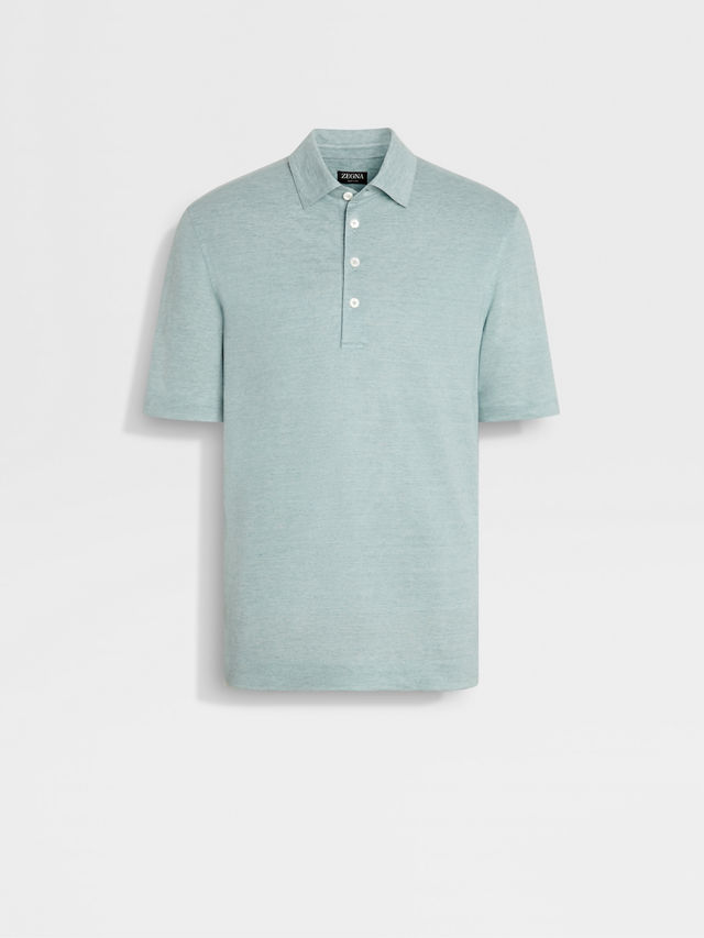 Light Blue Oasi Lino Polo Shirt Main product photo