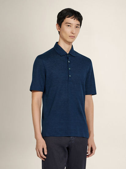 Navy Blue Oasi Lino Polo Shirt SS26 34239680 | Zegna SG
