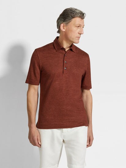 Brick Red Oasi Lino Polo Shirt SS25 34239579 | Zegna TH