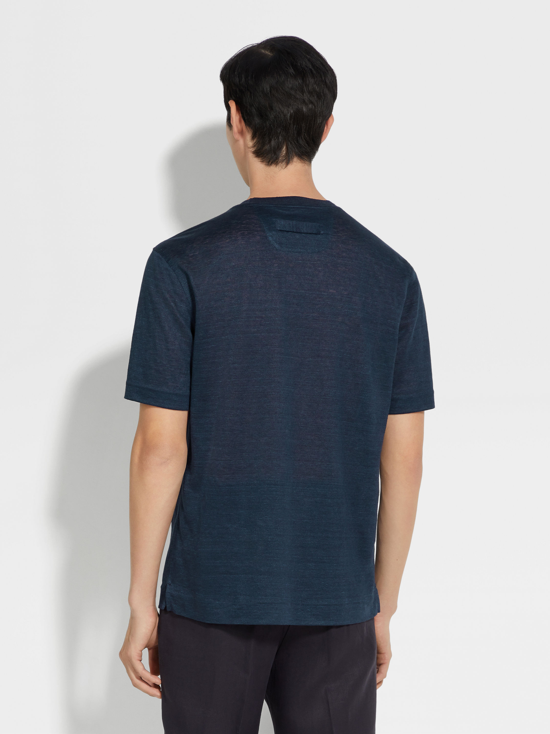 Navy Blue Oasi Lino T-shirt Product detail photo #4