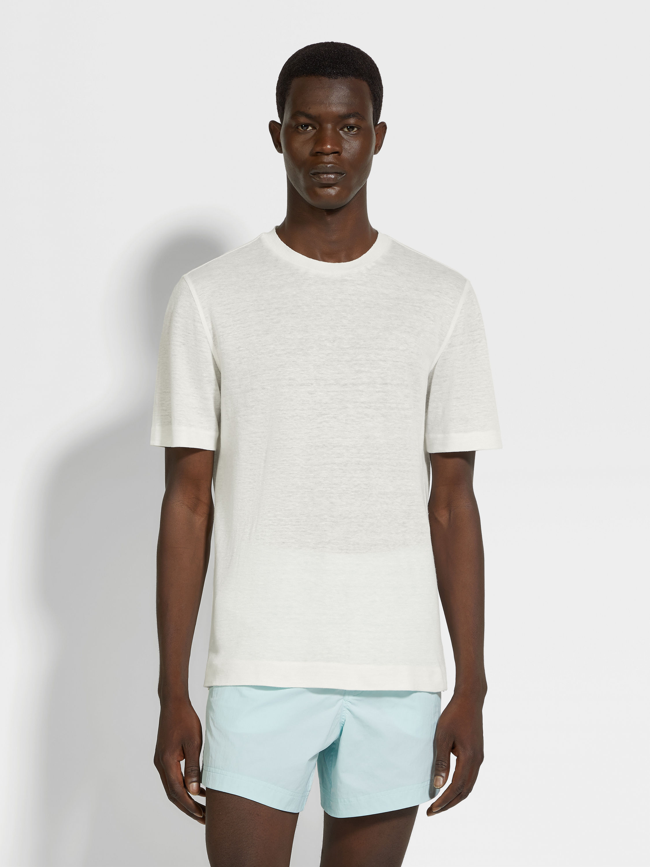 White Oasi Lino T-shirt Product detail photo #3