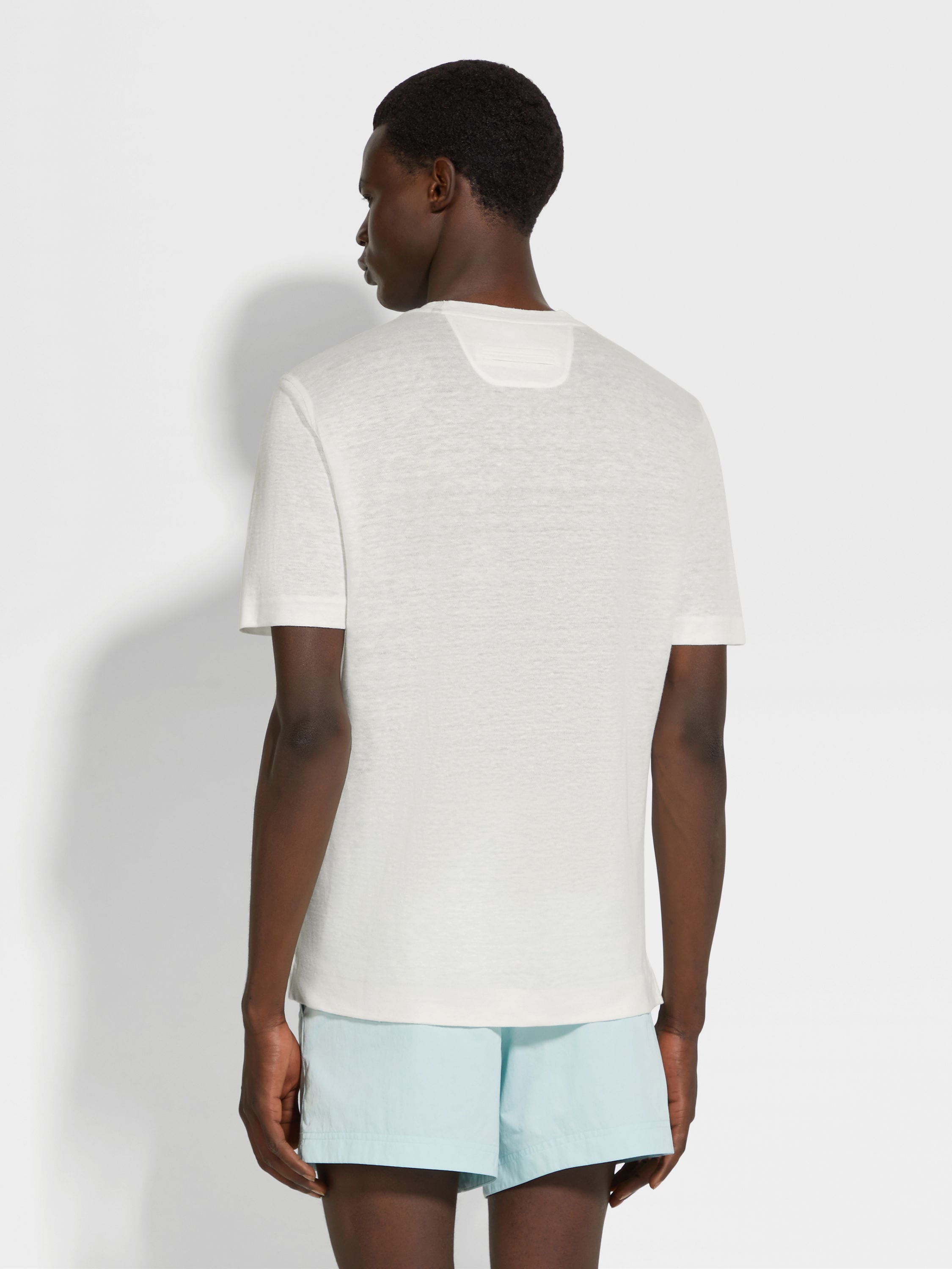 White Oasi Lino T-shirt Product detail photo #4