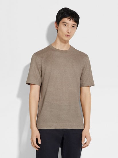 Tシャツ・カットソー Zegna Beige Cotton T-Shirt Zegna T Shirt Beige Mens Zegna