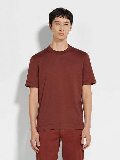 Brick Red Leggerissimo Cotton and Silk T-shirt