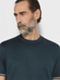 Dark Teal Blue Cotton and Silk T-shirt Product detail photo #1