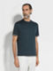 Dark Teal Blue Cotton and Silk T-shirt Product detail photo #3
