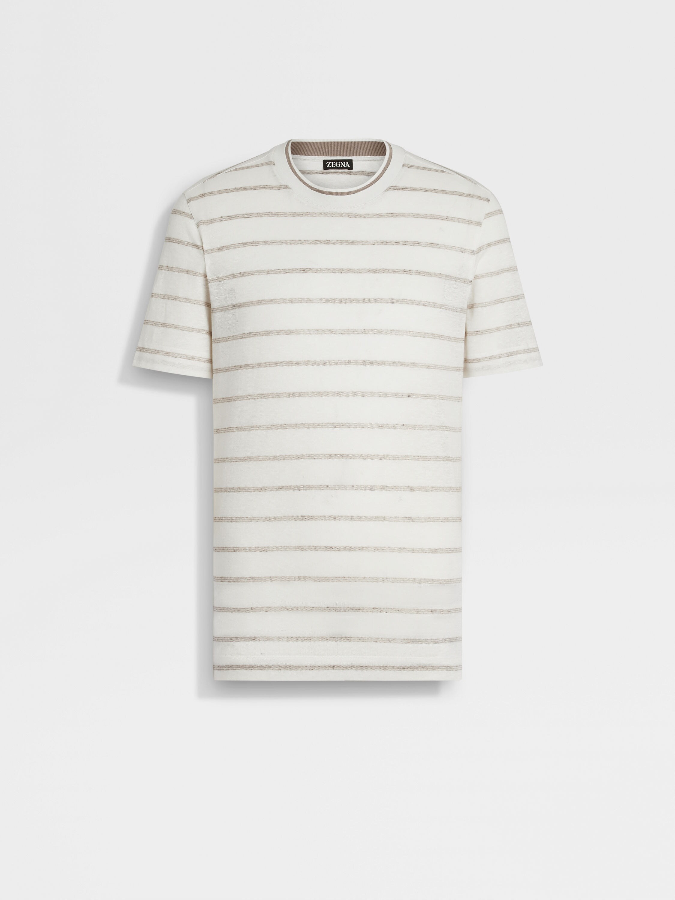 White and Light Taupe Linen T-shirt Main product photo