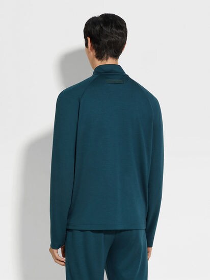 Dark Teal Blue High Performance™ Wool Full Zip Sweatshirt