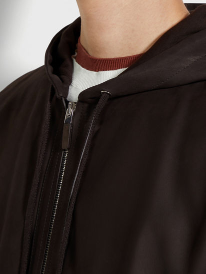 深棕色SECONDSKIN羊毛连帽衫SS25 33666145 | Zegna SG