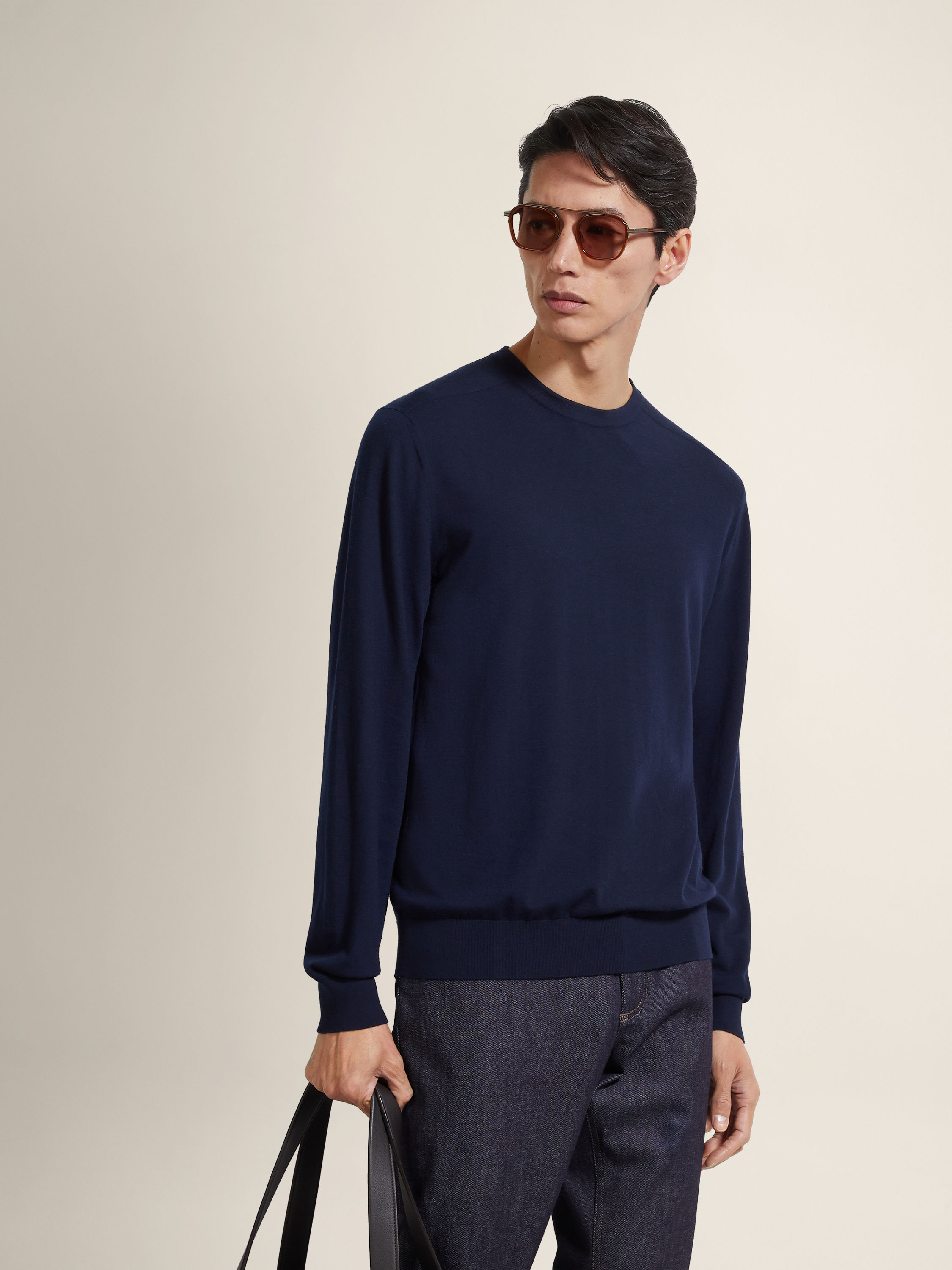 Navy Blue Vellus Aureum Crewneck Product detail photo #2