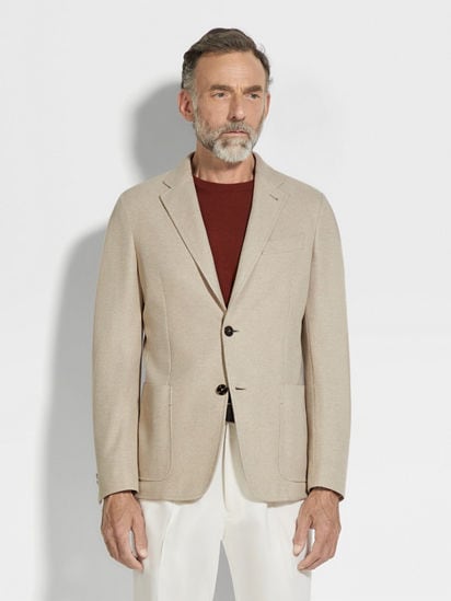 Light Taupe Jerseywear Cotton Jacket SS25 33681609 | Zegna US Light Taupe Jerseywear Cotton Jacket SS25 33681609 | Zegna US