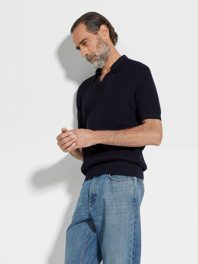 海军蓝 Premium Cotton 棉质 Polo 衫 产品细节图 #2