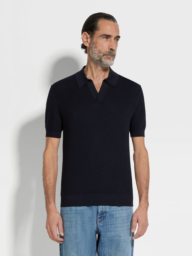 海军蓝 Premium Cotton 棉质 Polo 衫 产品细节图 #3