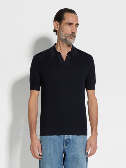 ネイビーブルー Premium Cottonポロシャツ SS25 33666591 | Zegna JP ネイビーブルー Premium Cottonポロシャツ SS25 33666591 | Zegna JP