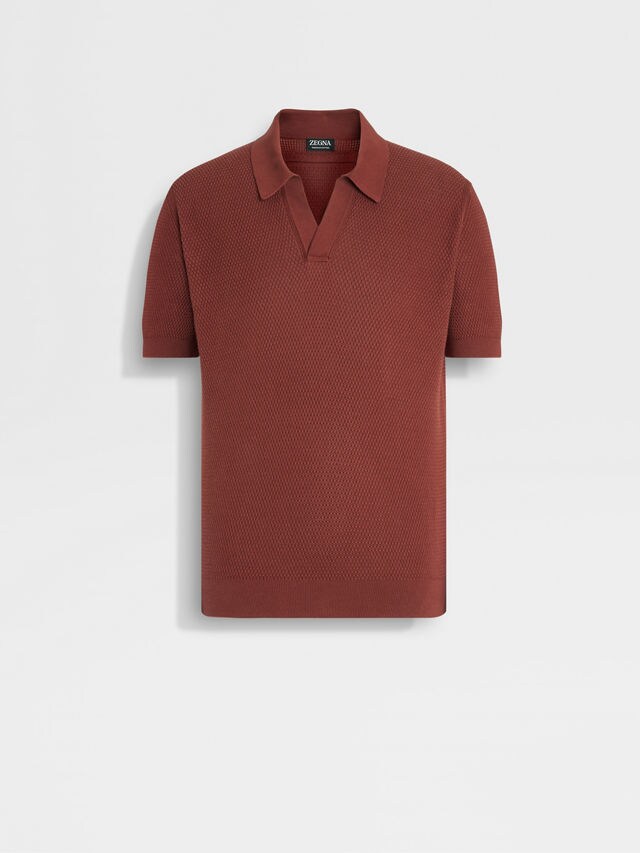 Polo en Premium Cotton Rouge Brique Photo principale du produit