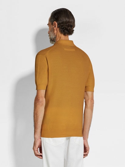 Ochre Premium Cotton Polo Shirt SS25 33991394 | Zegna KR Ochre Premium Cotton Polo Shirt SS25 33991394 | Zegna KR