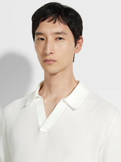 White Premium Cotton Polo Shirt SS25 33673198 | Zegna US