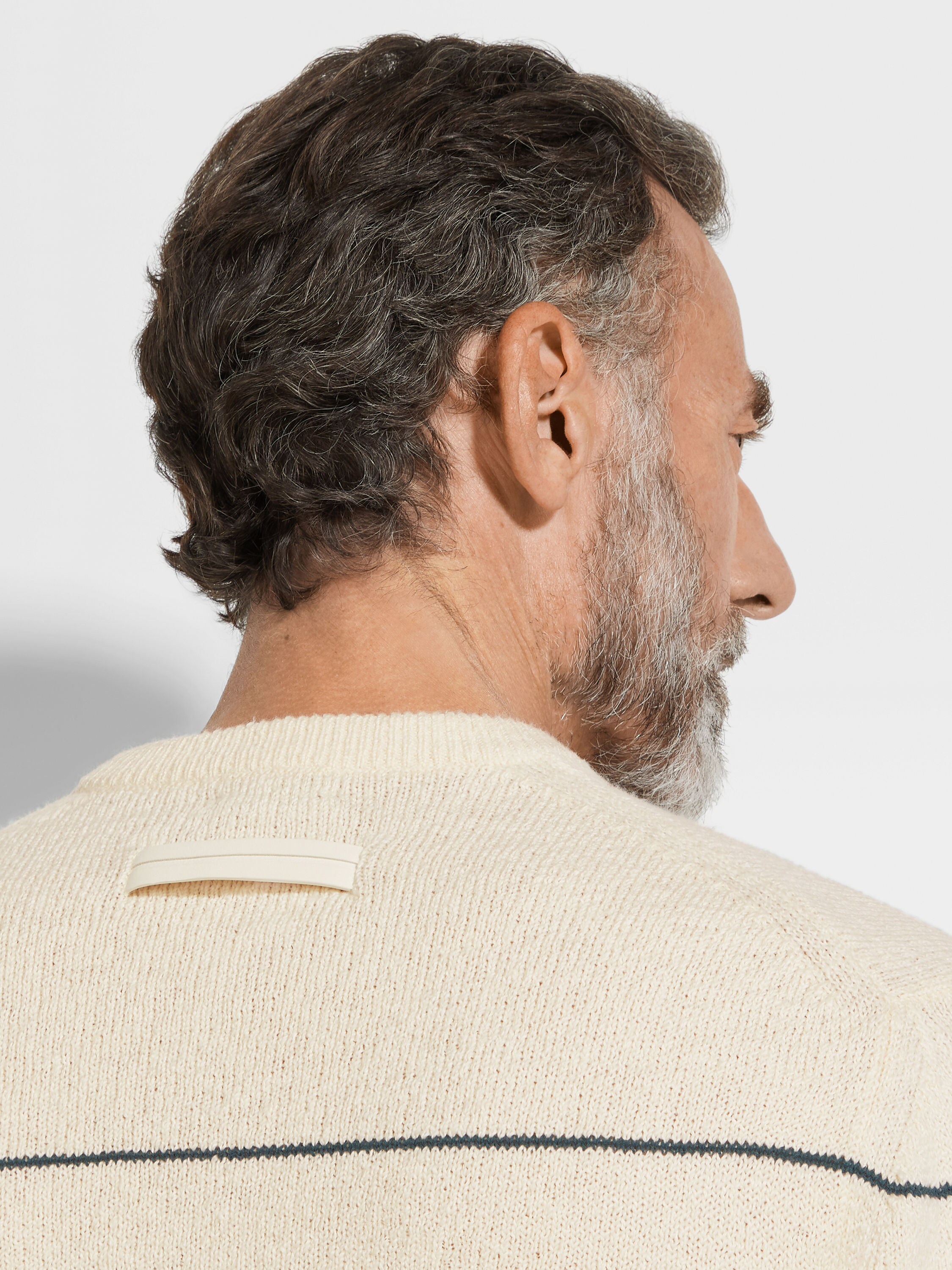 White Cotton Blend Crewneck Product detail photo #1