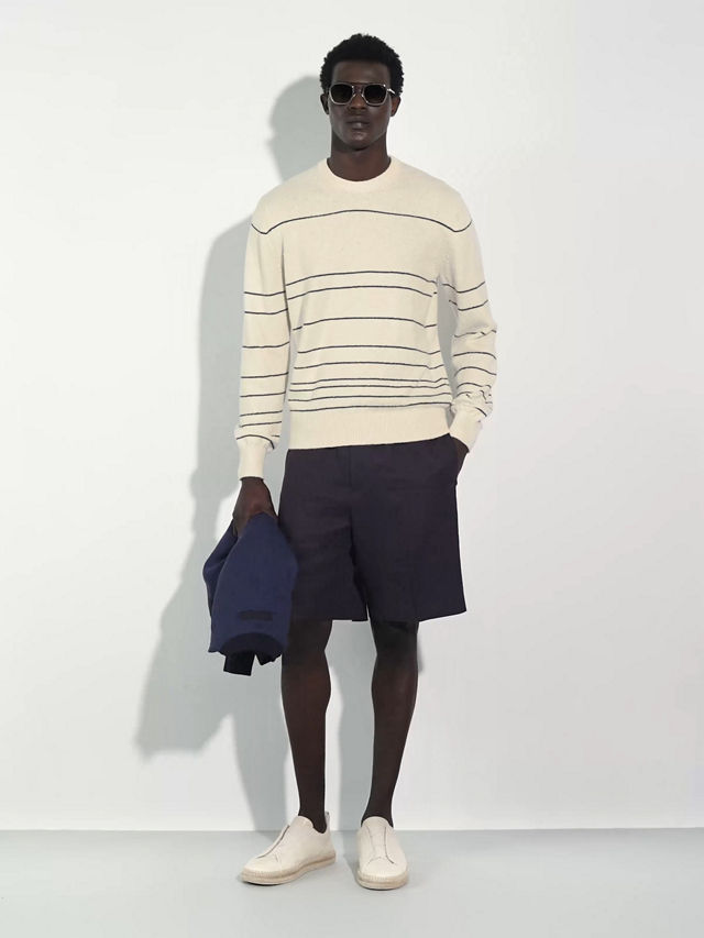 White Cotton Blend Crewneck