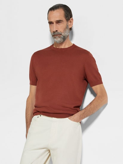 Brick Red Premium Cotton T-shirt SS25 33460796 | Zegna HK
