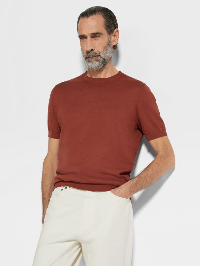 Brick Red Premium Cotton T-shirt Product detail photo #2