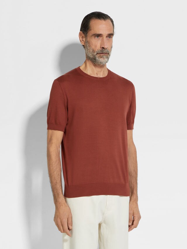 Brick Red Premium Cotton T-shirt Product detail photo #3
