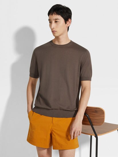 Dark Taupe Premium Cotton T-shirt SS25 33941742 | Zegna US