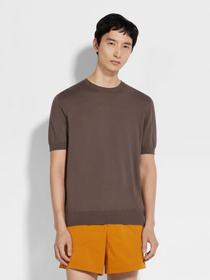 Dark Taupe Premium Cotton T-shirt SS25 33941742 | Zegna ROW