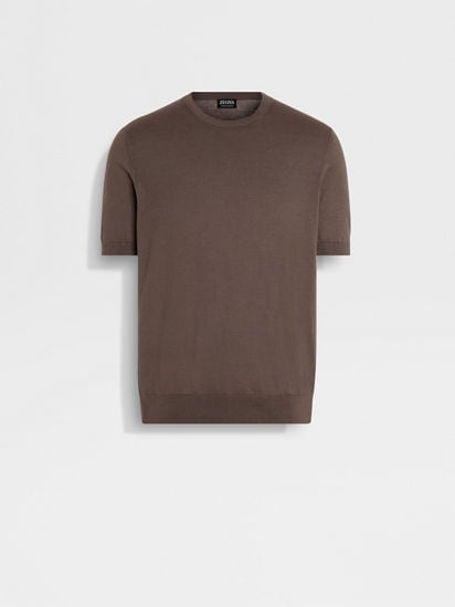Dark Taupe Premium Cotton T-shirt SS25 33941742 | Zegna ROW