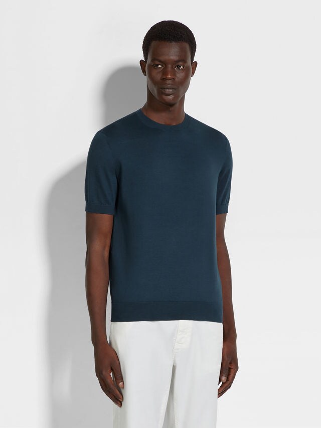 Dark Teal Blue Premium Cotton T-shirt Product detail photo #3