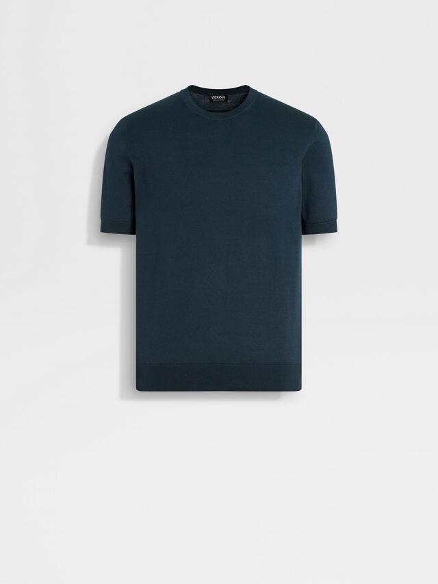 Dark Teal Blue Premium Cotton T-shirt Main product photo